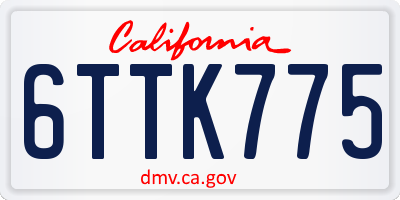 CA license plate 6TTK775