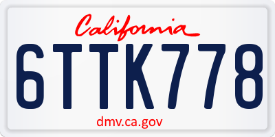 CA license plate 6TTK778