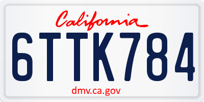 CA license plate 6TTK784