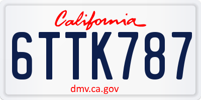 CA license plate 6TTK787