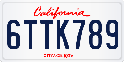 CA license plate 6TTK789