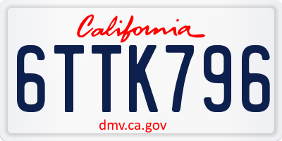 CA license plate 6TTK796