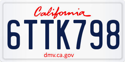 CA license plate 6TTK798