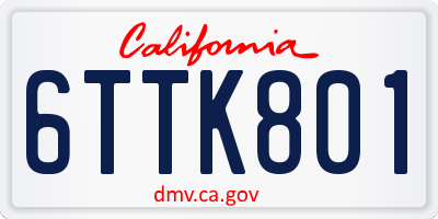 CA license plate 6TTK801