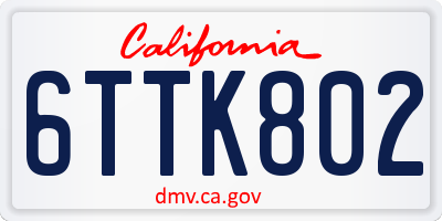 CA license plate 6TTK802
