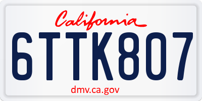 CA license plate 6TTK807
