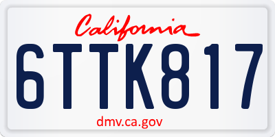 CA license plate 6TTK817