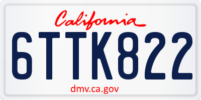 CA license plate 6TTK822