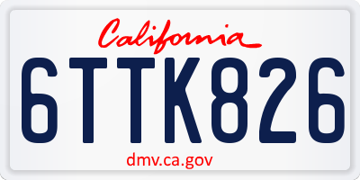 CA license plate 6TTK826