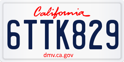 CA license plate 6TTK829