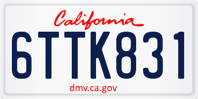 CA license plate 6TTK831
