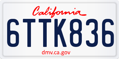 CA license plate 6TTK836
