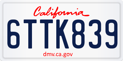 CA license plate 6TTK839