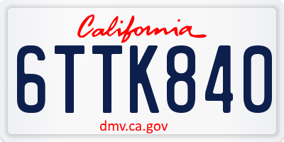 CA license plate 6TTK840