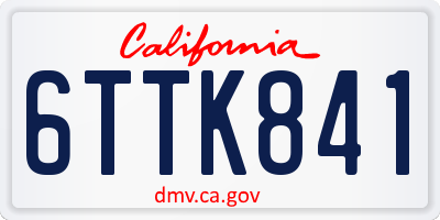 CA license plate 6TTK841