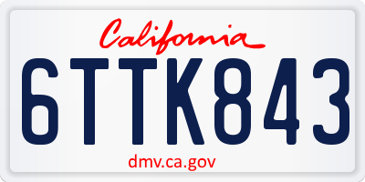 CA license plate 6TTK843