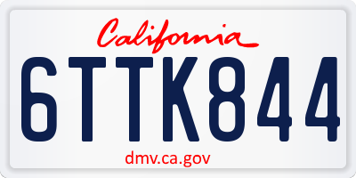 CA license plate 6TTK844