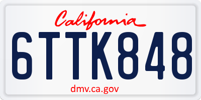 CA license plate 6TTK848