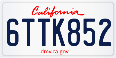 CA license plate 6TTK852