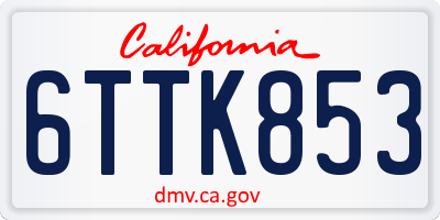 CA license plate 6TTK853