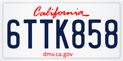 CA license plate 6TTK858