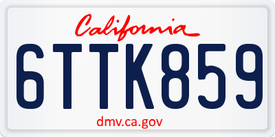 CA license plate 6TTK859