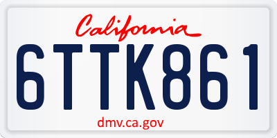 CA license plate 6TTK861
