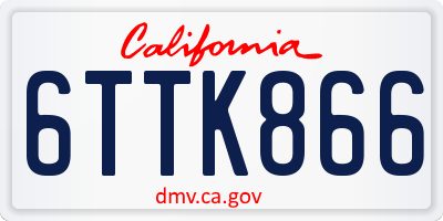 CA license plate 6TTK866