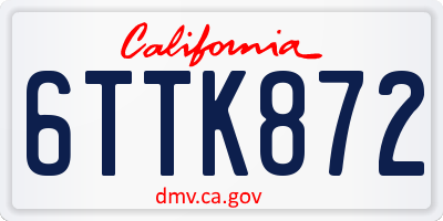 CA license plate 6TTK872