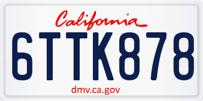 CA license plate 6TTK878