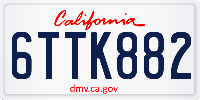 CA license plate 6TTK882