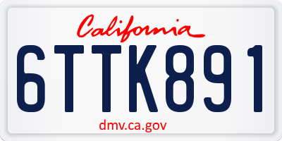 CA license plate 6TTK891