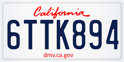 CA license plate 6TTK894