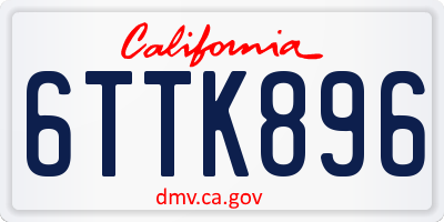 CA license plate 6TTK896