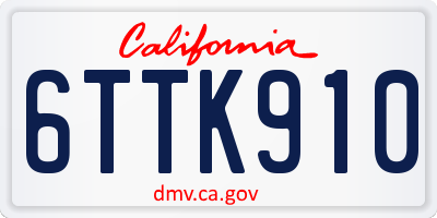 CA license plate 6TTK910