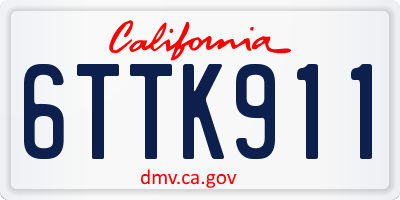 CA license plate 6TTK911