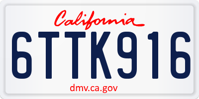 CA license plate 6TTK916