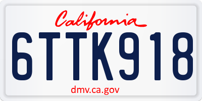 CA license plate 6TTK918