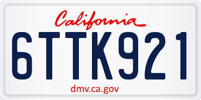 CA license plate 6TTK921