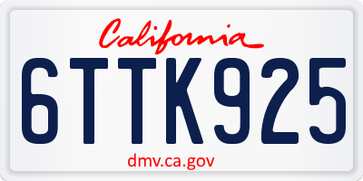 CA license plate 6TTK925