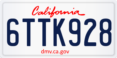 CA license plate 6TTK928