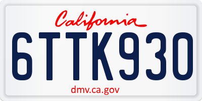 CA license plate 6TTK930