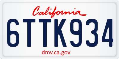 CA license plate 6TTK934