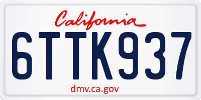 CA license plate 6TTK937