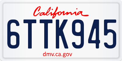 CA license plate 6TTK945