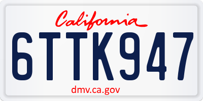 CA license plate 6TTK947