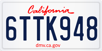 CA license plate 6TTK948