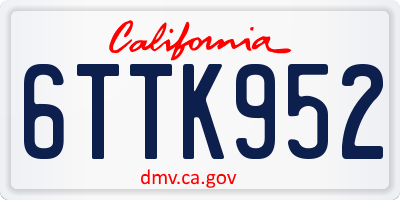 CA license plate 6TTK952