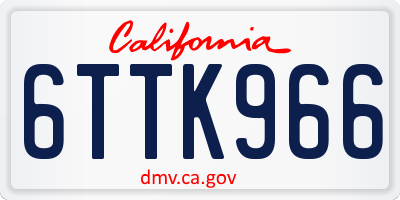CA license plate 6TTK966