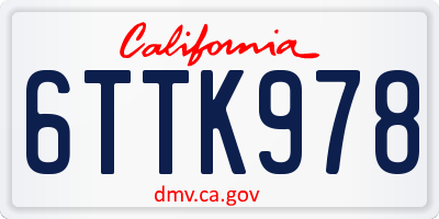 CA license plate 6TTK978